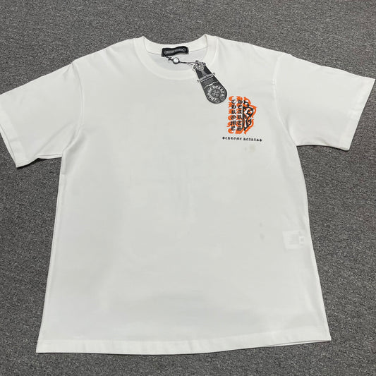 Chrome Hearts Orange Floral Cross Graphic T-Shirt | Distressed Gothic Tee Wholesale