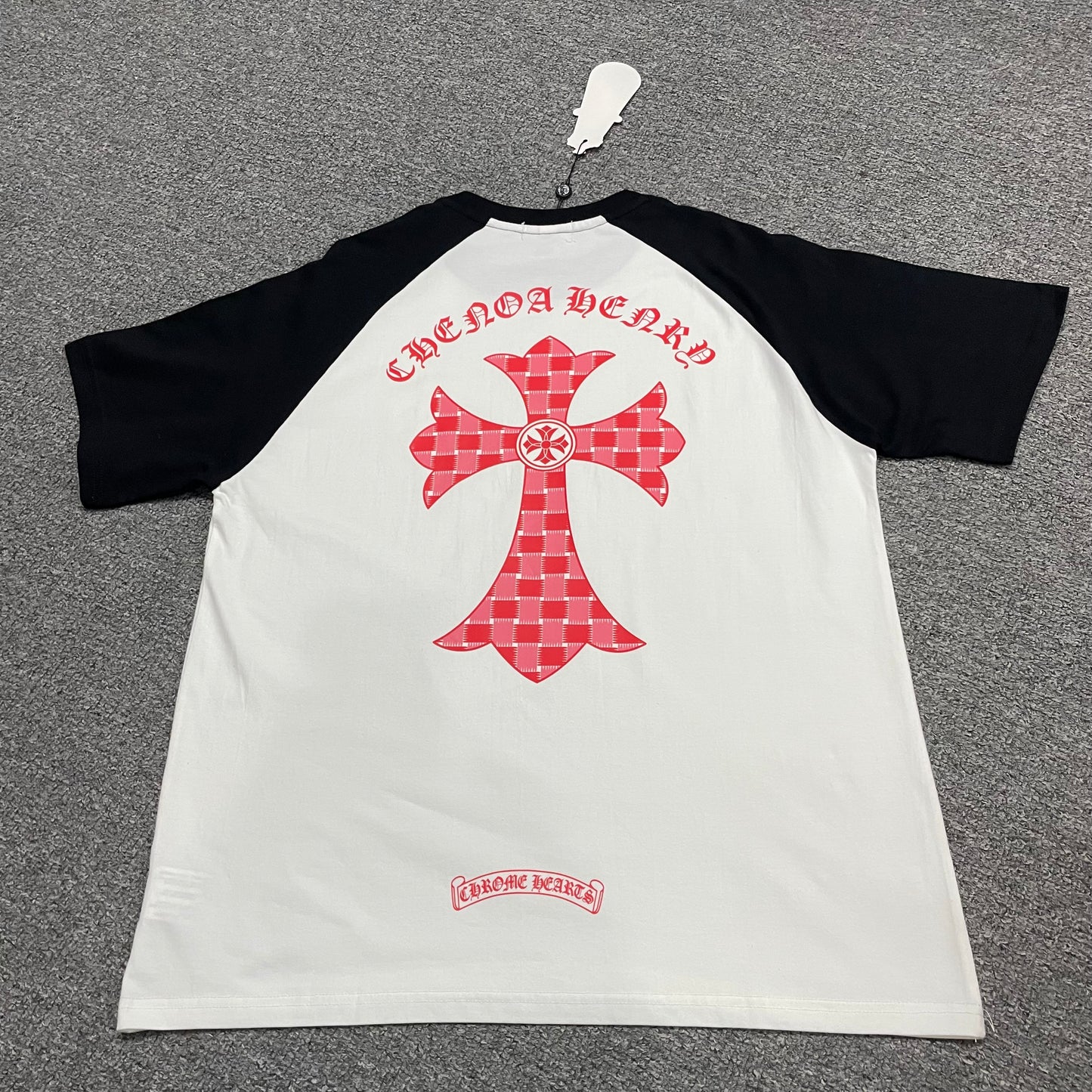 Chrome Hearts Red Plaid Cross Raglan T-Shirt