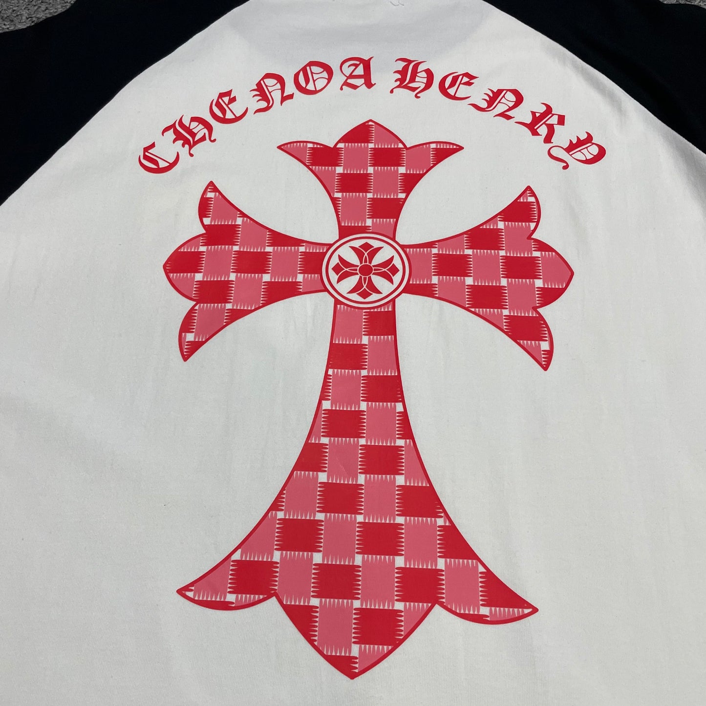 Chrome Hearts Red Plaid Cross Raglan T-Shirt