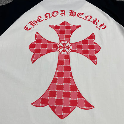 Chrome Hearts Red Plaid Cross Raglan T-Shirt