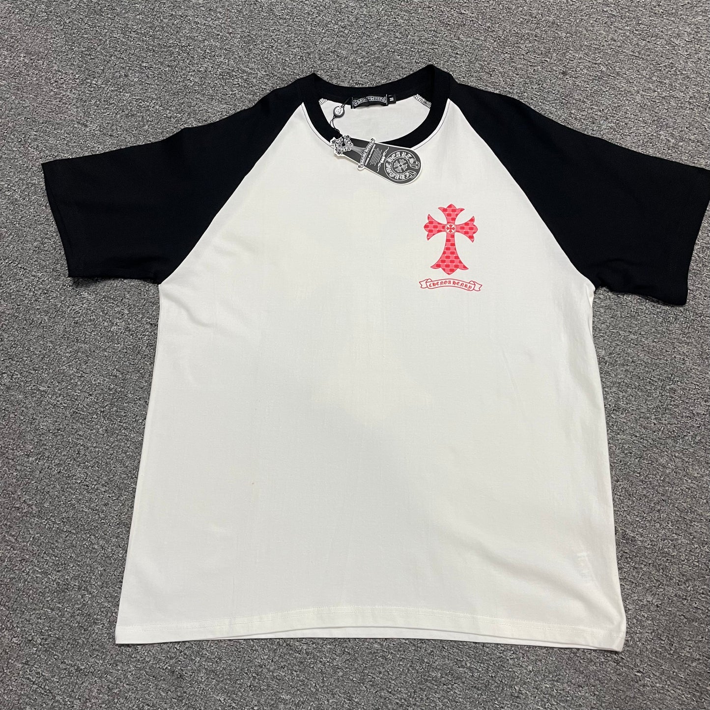 Chrome Hearts Red Plaid Cross Raglan T-Shirt