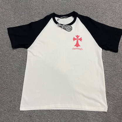 Chrome Hearts Red Plaid Cross Raglan T-Shirt