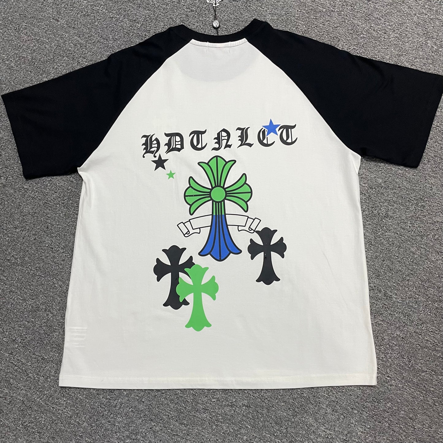 Chrome Hearts Green Blue Cross Raglan T-Shirt