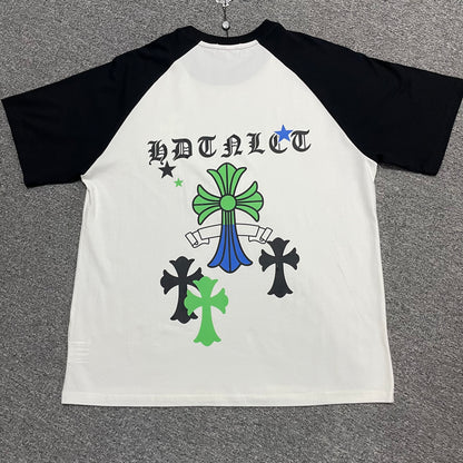 Chrome Hearts Green Blue Cross Raglan T-Shirt