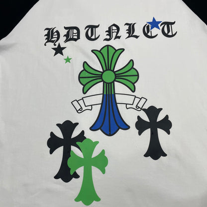 Chrome Hearts Green Blue Cross Raglan T-Shirt