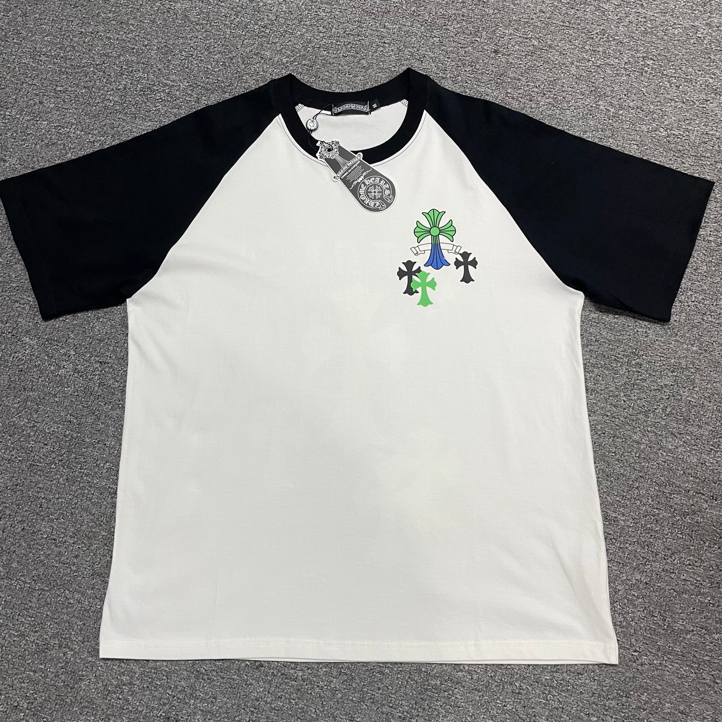 Chrome Hearts Green Blue Cross Raglan T-Shirt