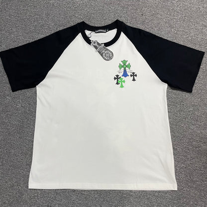 Chrome Hearts Green Blue Cross Raglan T-Shirt