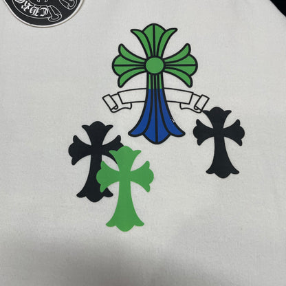 Chrome Hearts Green Blue Cross Raglan T-Shirt