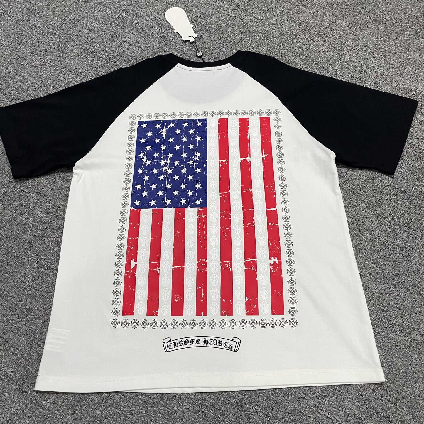 Chrome Hearts American Flag Cross Raglan T-Shirt