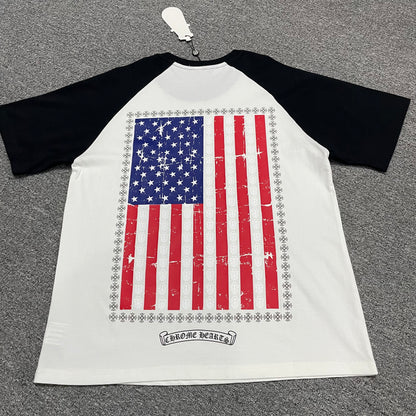 Chrome Hearts American Flag Cross Raglan T-Shirt
