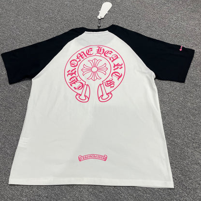 Chrome Hearts Pink Horseshoe Raglan T-Shirt