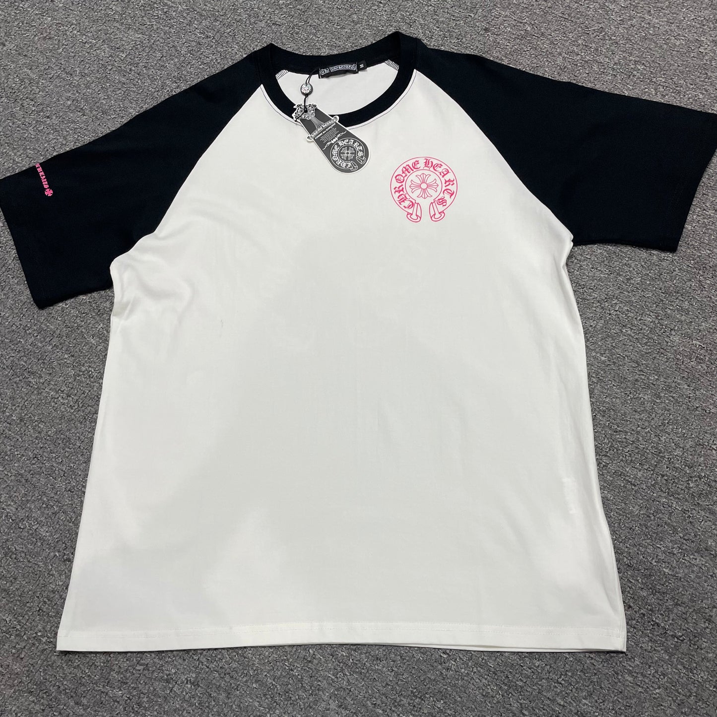 Chrome Hearts Pink Horseshoe Raglan T-Shirt