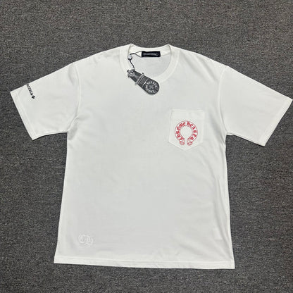 Chrome Hearts Cemetery Cross Red Horseshoe T-Shirt