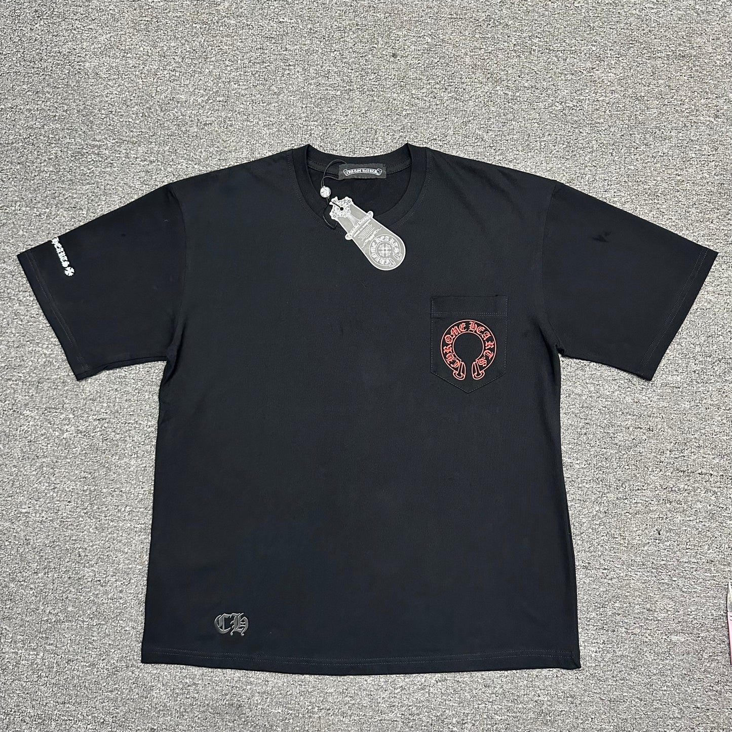 Chrome Hearts Cemetery Cross Red Horseshoe T-Shirt