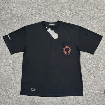 Chrome Hearts Cemetery Cross Red Horseshoe T-Shirt