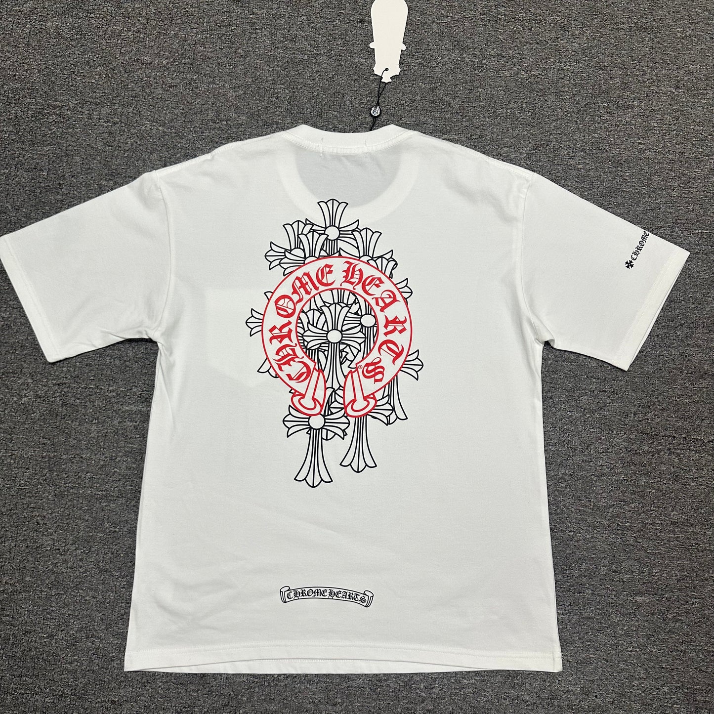 Chrome Hearts Cemetery Cross Red Horseshoe T-Shirt