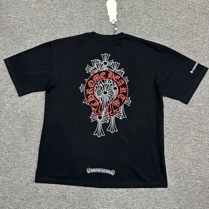 Chrome Hearts Cemetery Cross Red Horseshoe T-Shirt