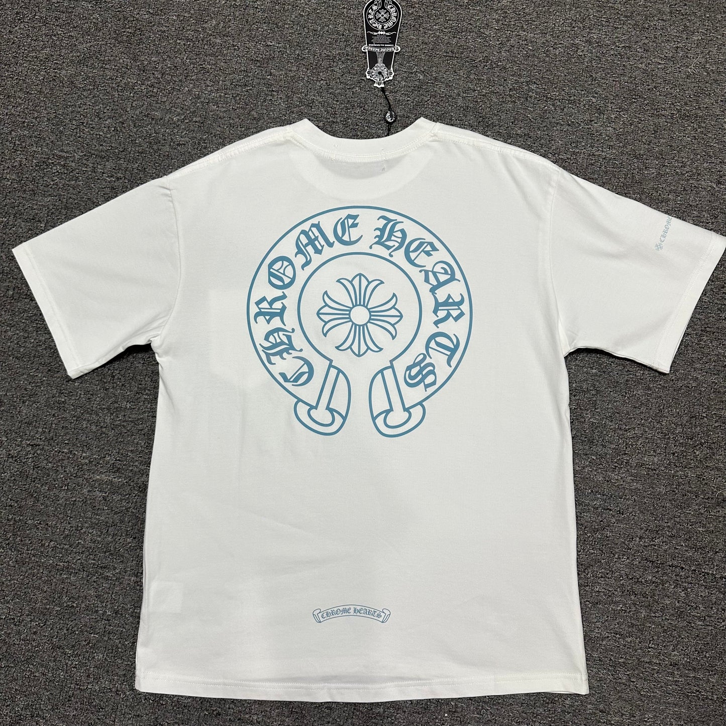 Chrome Hearts Blue Horseshoe Logo T-Shirt