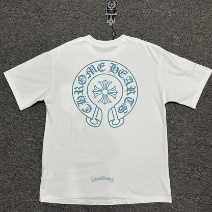 Chrome Hearts Blue Horseshoe Logo T-Shirt