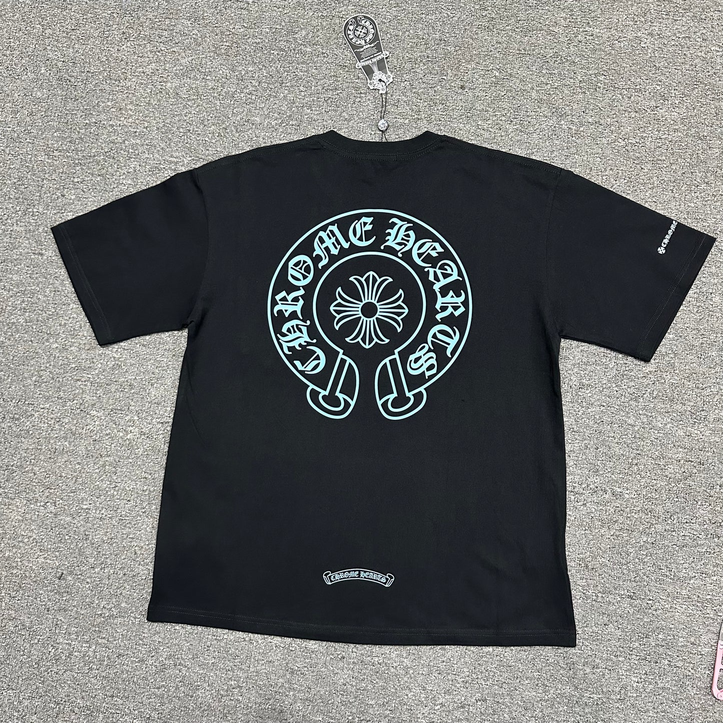 Chrome Hearts Blue Horseshoe Logo T-Shirt