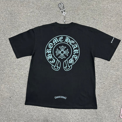 Chrome Hearts Blue Horseshoe Logo T-Shirt