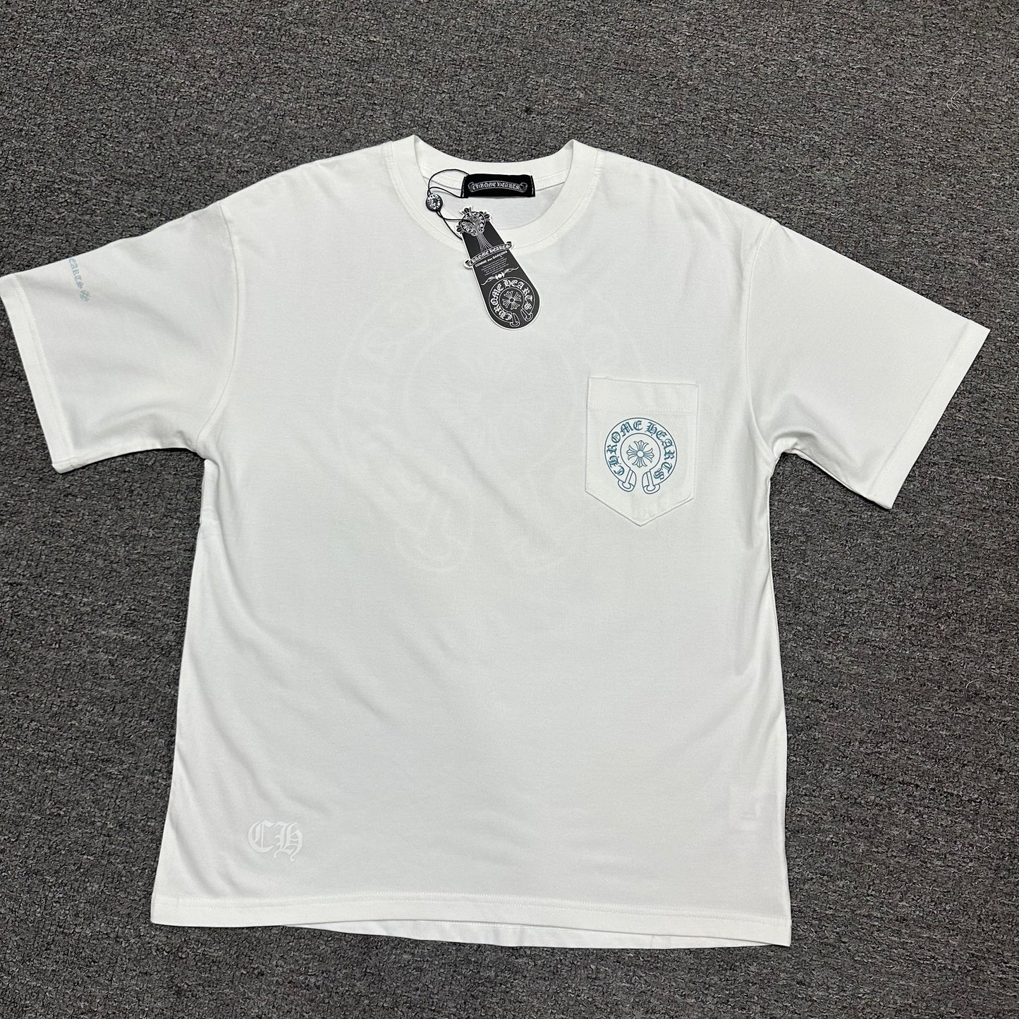 Chrome Hearts Blue Horseshoe Logo T-Shirt