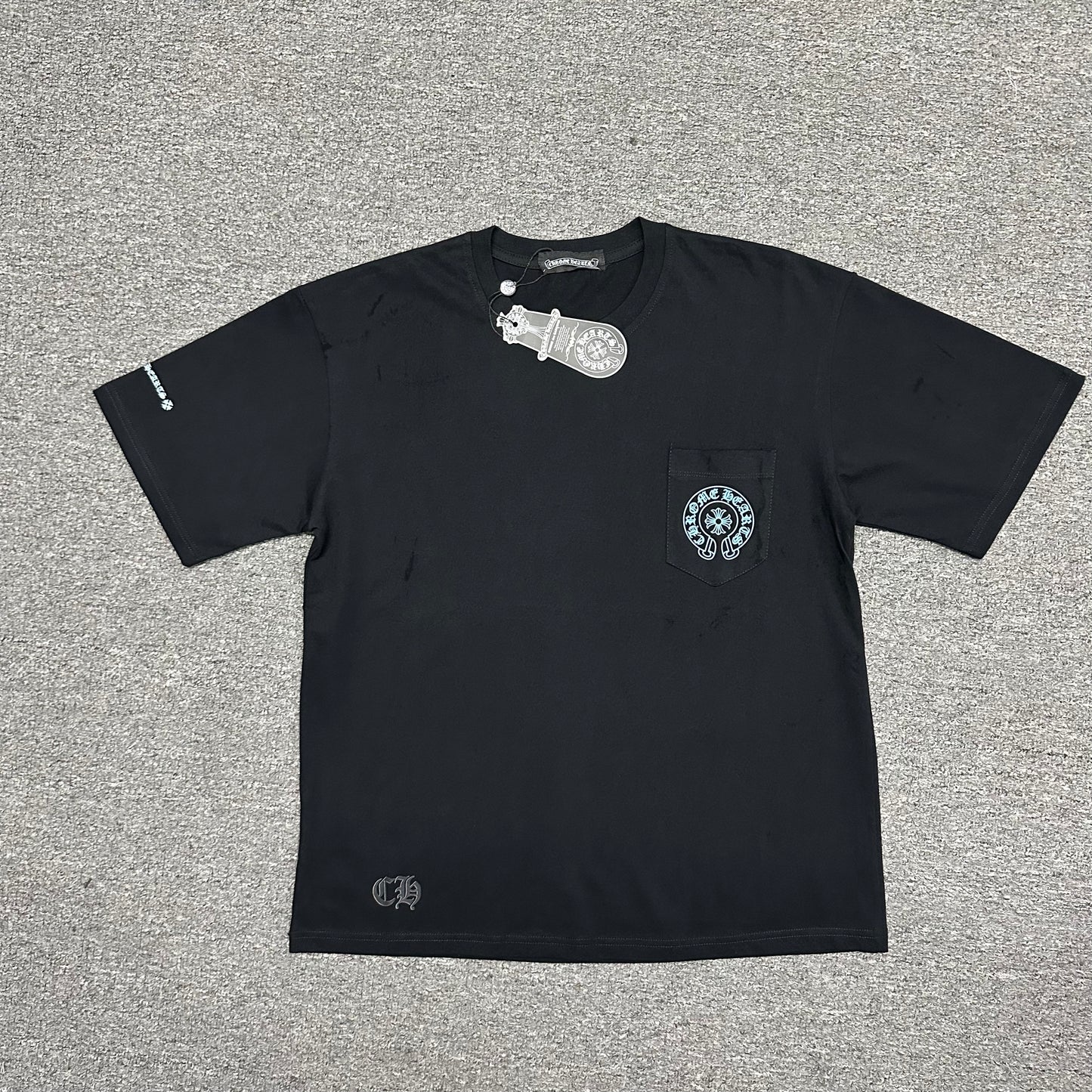 Chrome Hearts Blue Horseshoe Logo T-Shirt