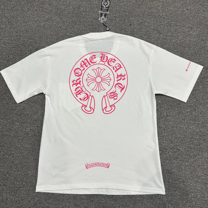Chrome Hearts Pink Horseshoe Cross T-Shirt