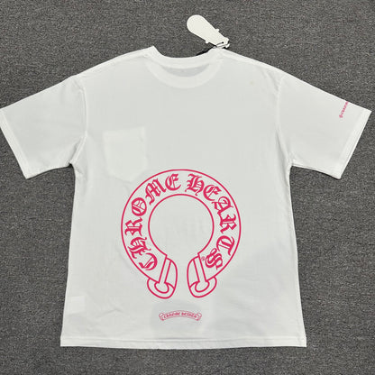 Chrome Hearts Pink Horseshoe Logo T-Shirt