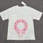 Chrome Hearts Pink Horseshoe Logo T-Shirt