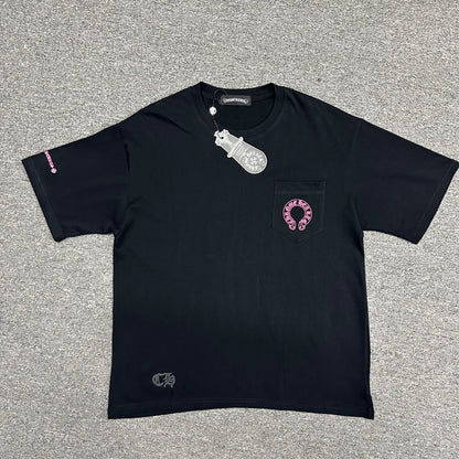 Chrome Hearts Pink Horseshoe Logo T-Shirt