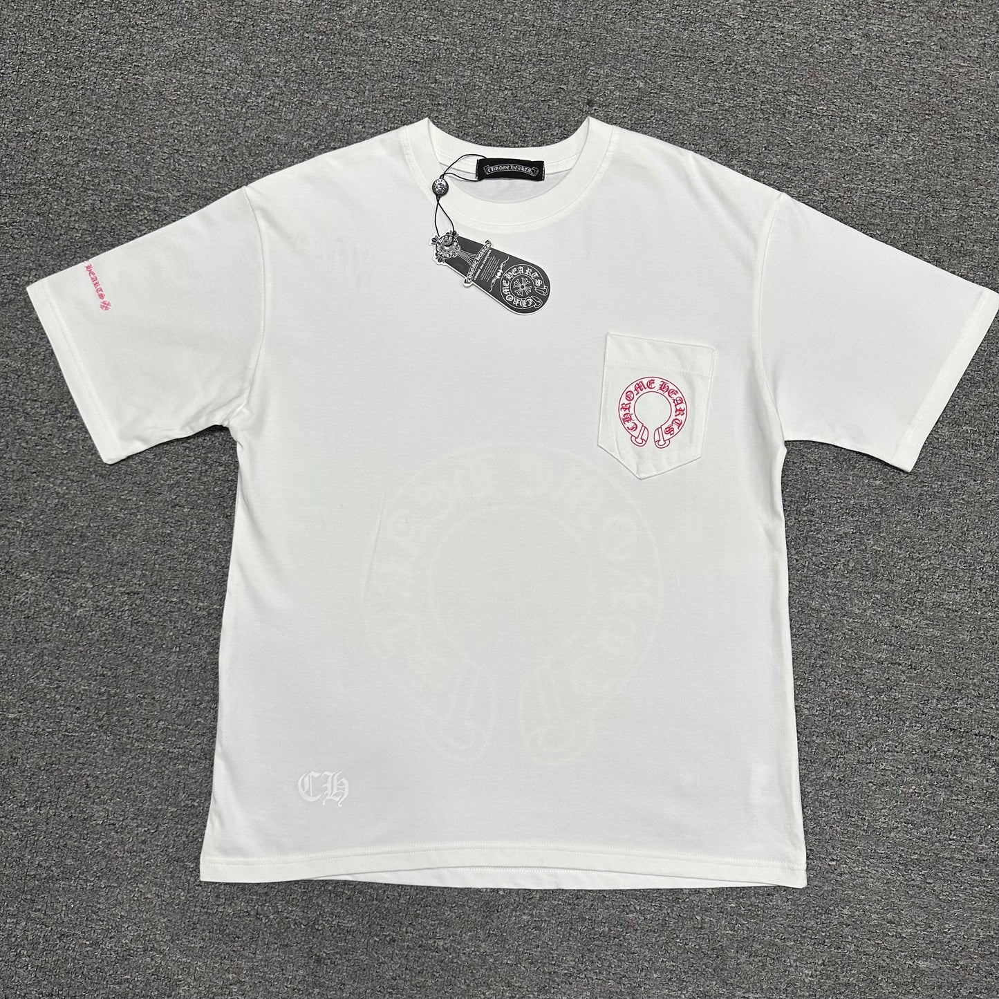 Chrome Hearts Pink Horseshoe Logo T-Shirt