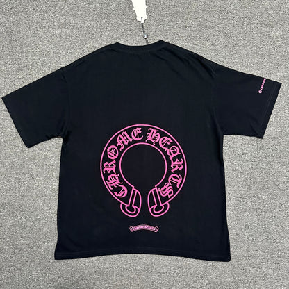 Chrome Hearts Pink Horseshoe Logo T-Shirt