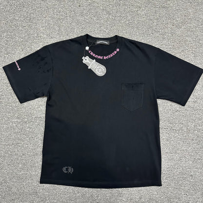 Chrome Hearts Pink Neck Logo Pocket T-Shirt