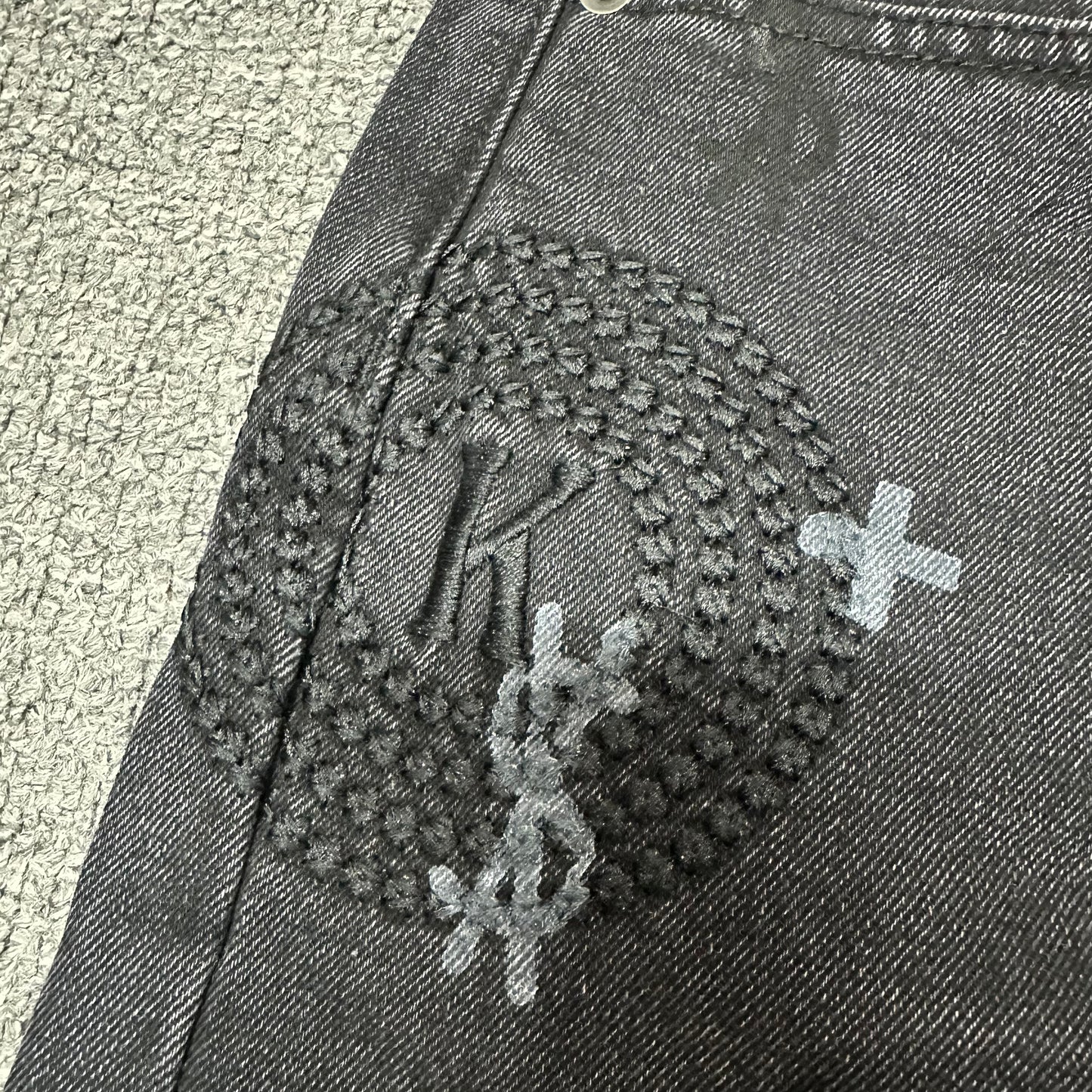Ksubi Cross Print Relaxed Jeans Black