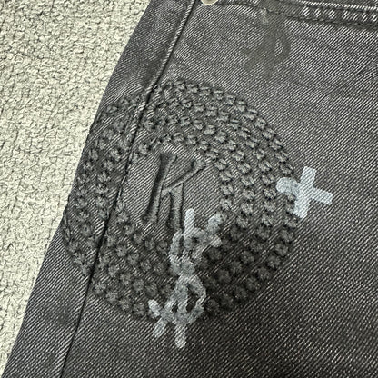 Ksubi Cross Print Relaxed Jeans Black