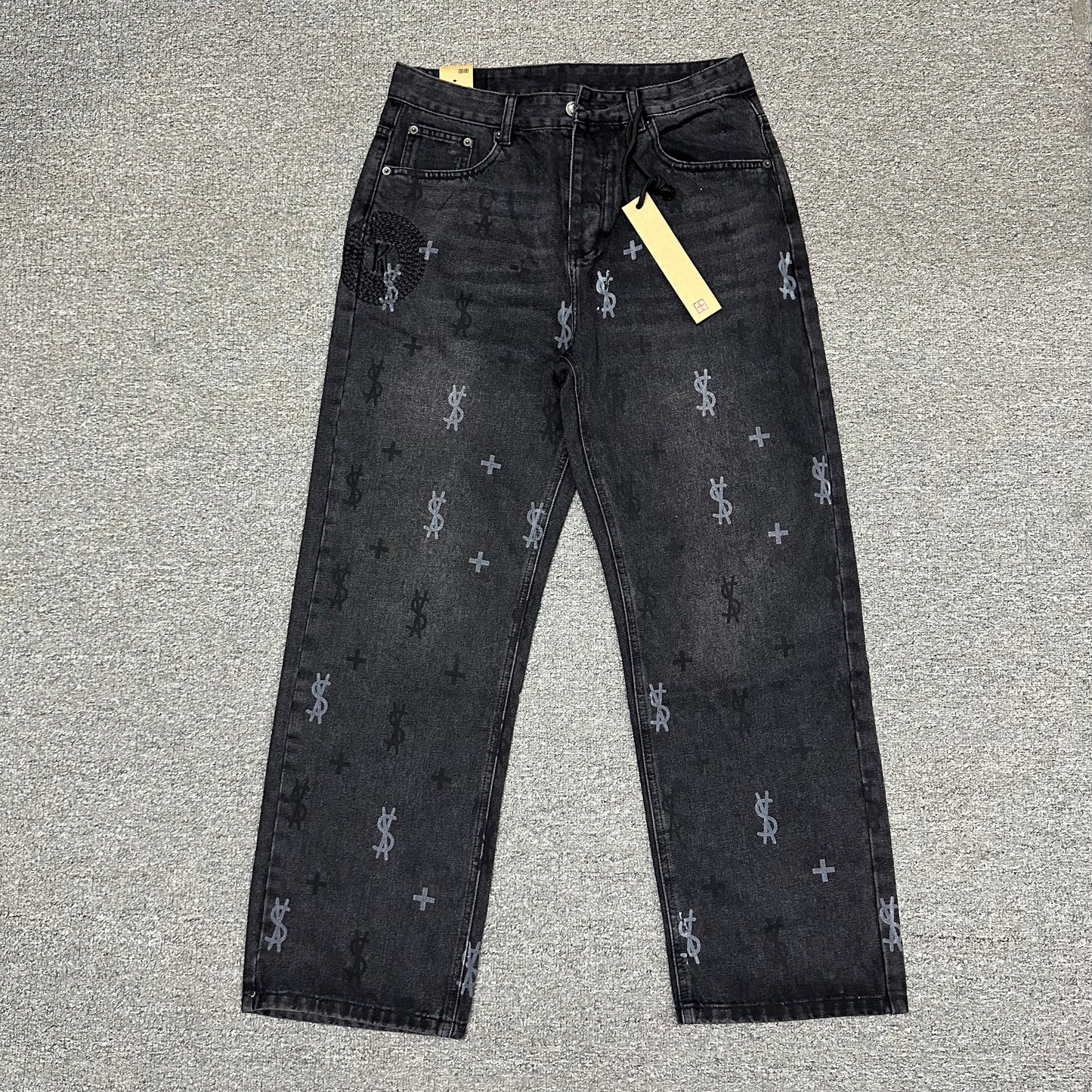 Ksubi Cross Print Relaxed Jeans Black