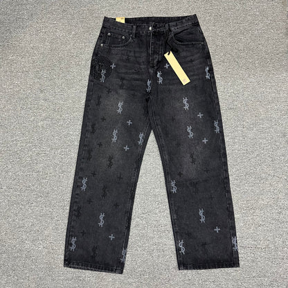 Ksubi Cross Print Relaxed Jeans Black