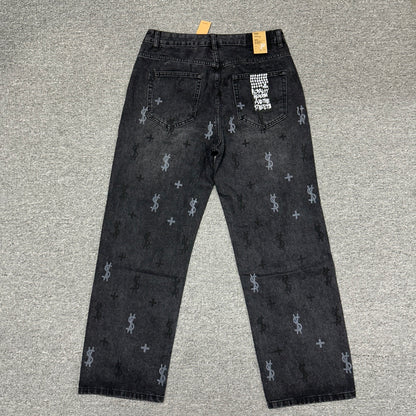 Ksubi Cross Print Relaxed Jeans Black