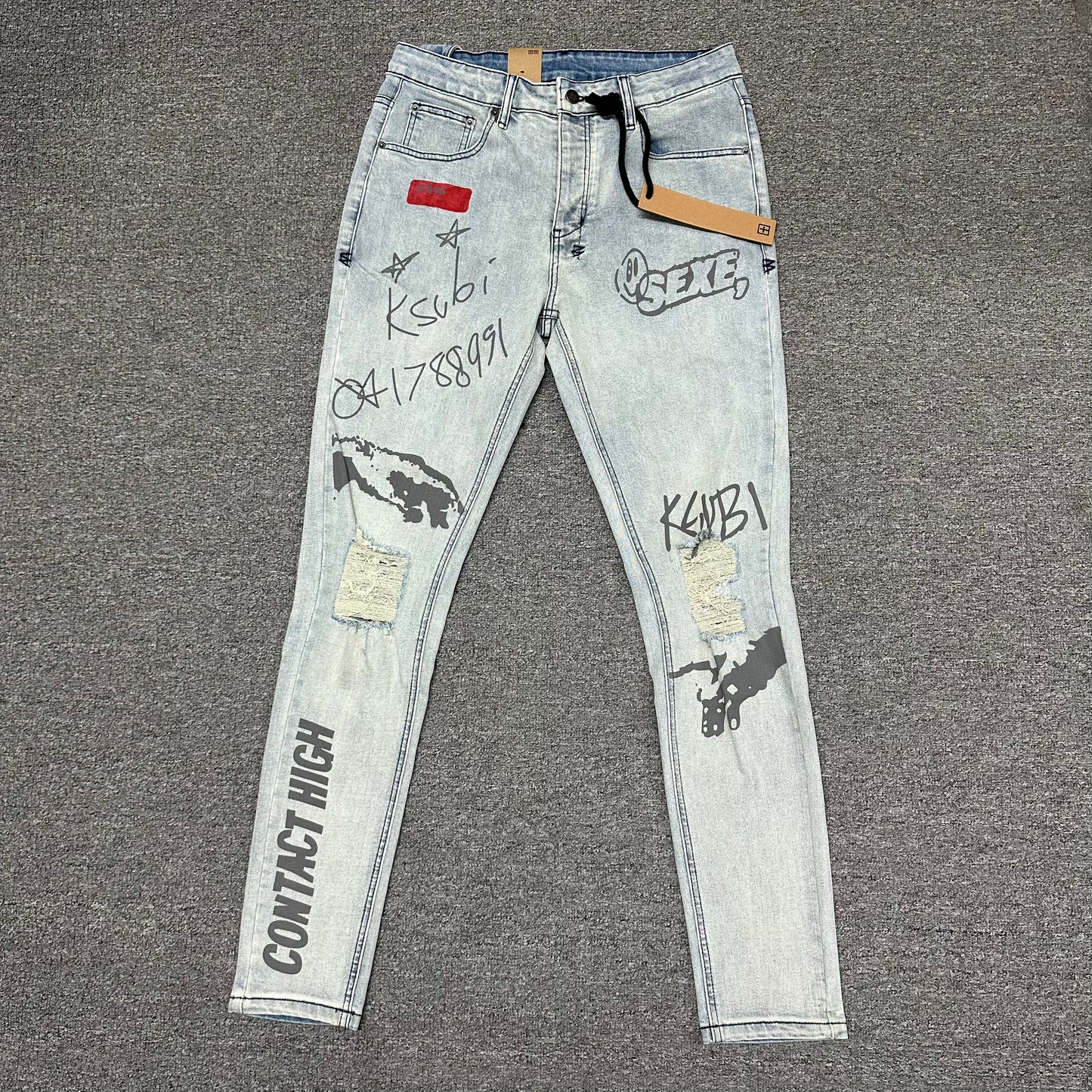 Ksubi Graffiti Slim Jeans Light Indigo