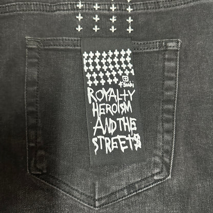 Ksubi Chitch Red Logo Distressed Jeans Washed Black
