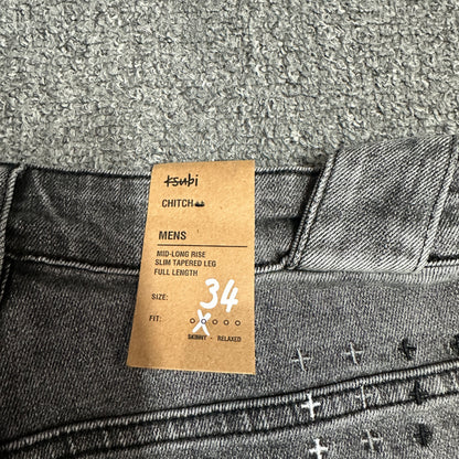 Ksubi Graffiti Distressed Slim Jeans Grey