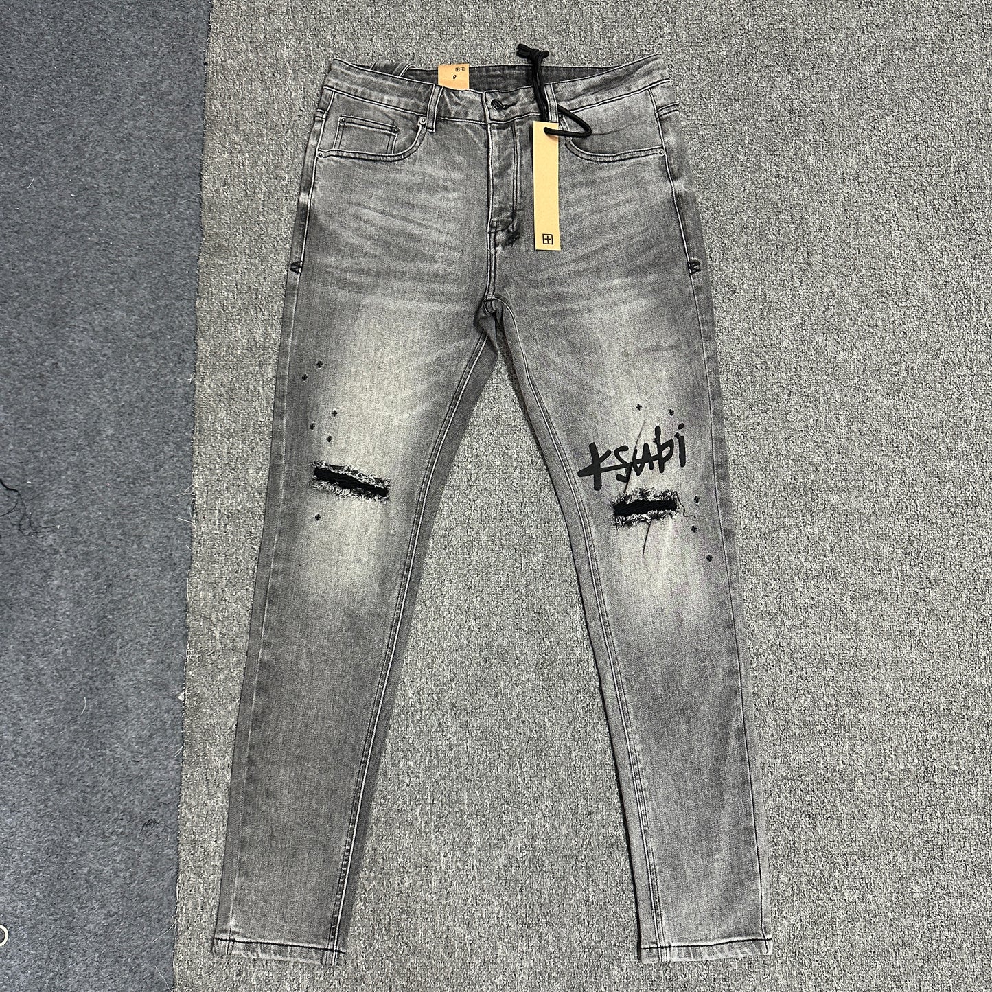 Ksubi Graffiti Distressed Slim Jeans Grey