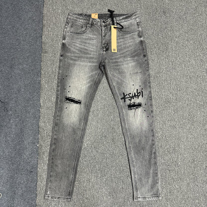 Ksubi Graffiti Distressed Slim Jeans Grey