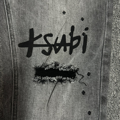 Ksubi Graffiti Distressed Slim Jeans Grey