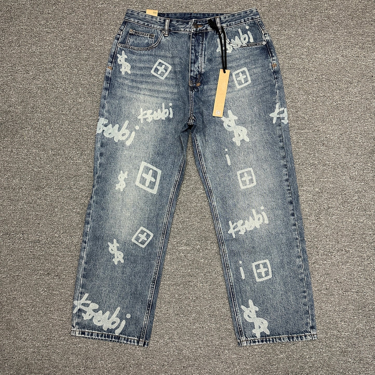 Ksubi Maxx Allover Logo Baggy Jeans Dark Indigo