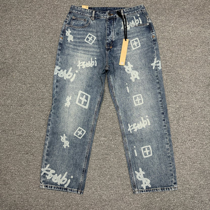 Ksubi Maxx Allover Logo Baggy Jeans Dark Indigo
