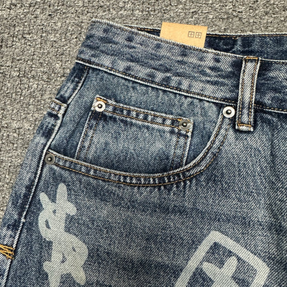 Ksubi Maxx Allover Logo Baggy Jeans Dark Indigo