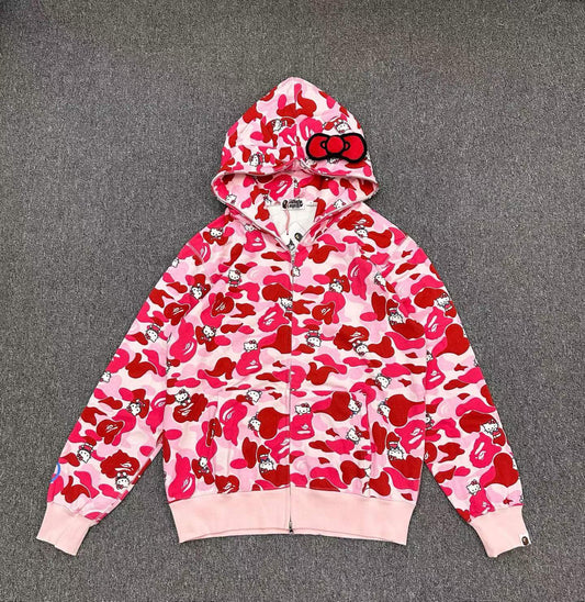 BAPE x Sanrio Characters Hello Kitty Camo Full Zip Hoodie
