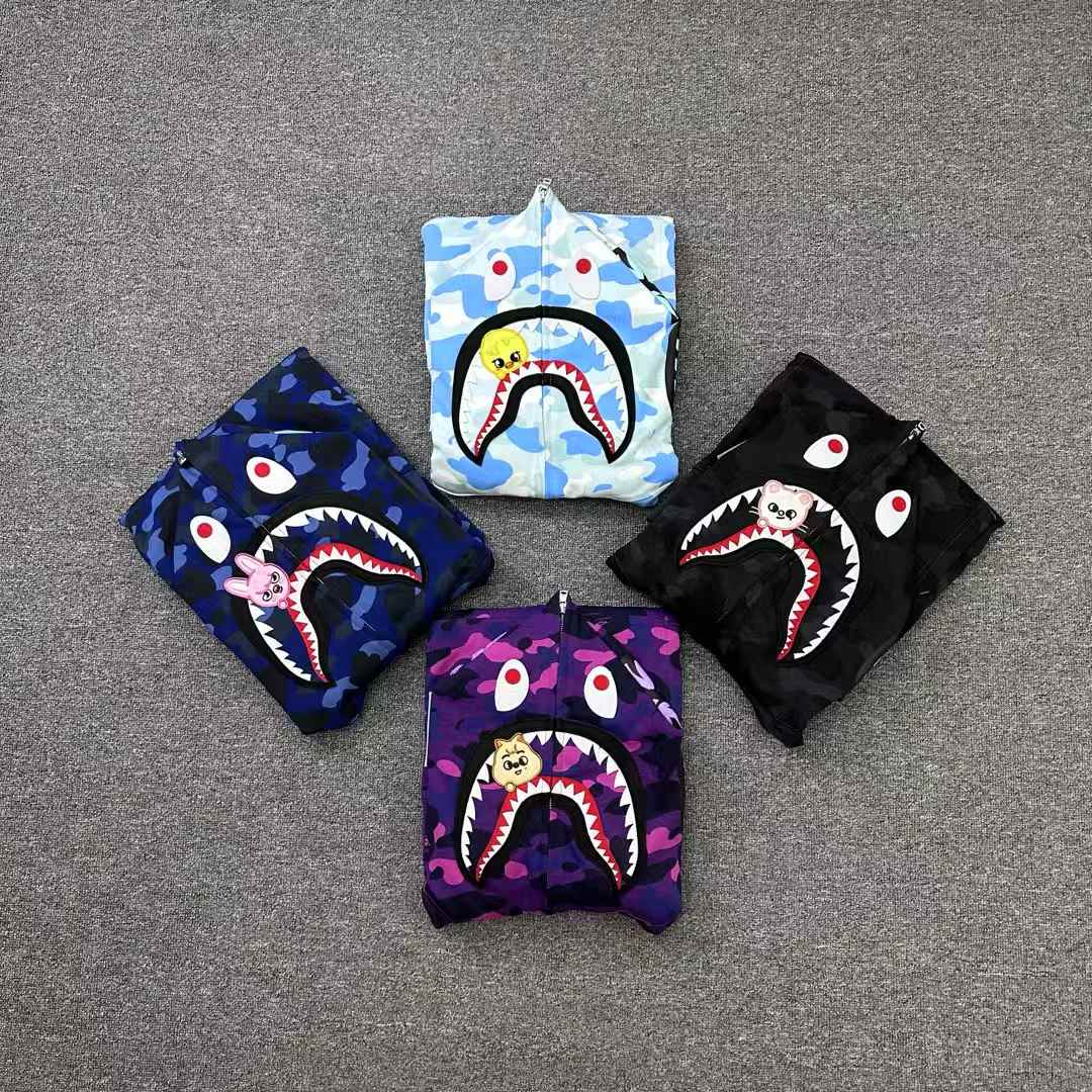 BAPE x Stray Kids BbokAri Shark Full Zip Hoodie